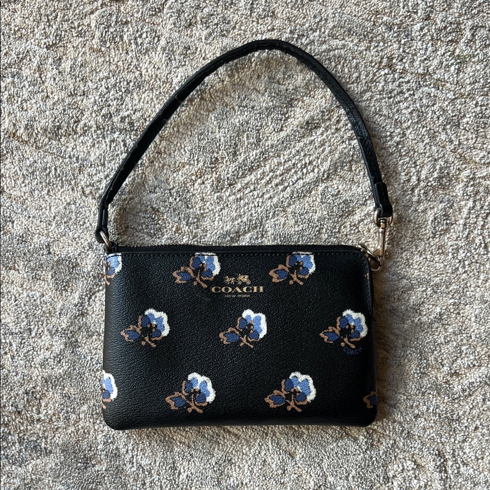 Coach Black Floral Wristlet